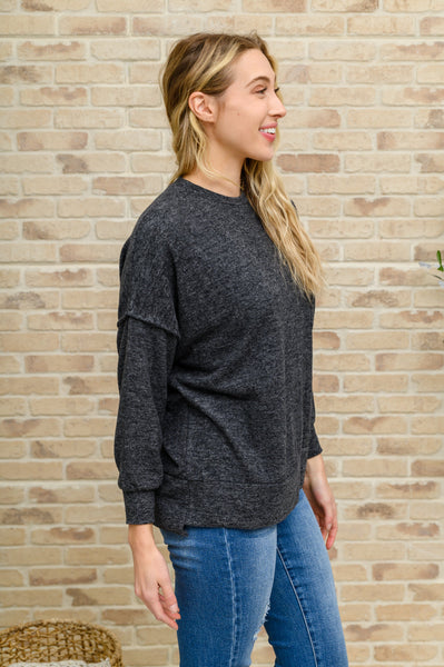 Brushed Drop Shoulder Sweater In Black