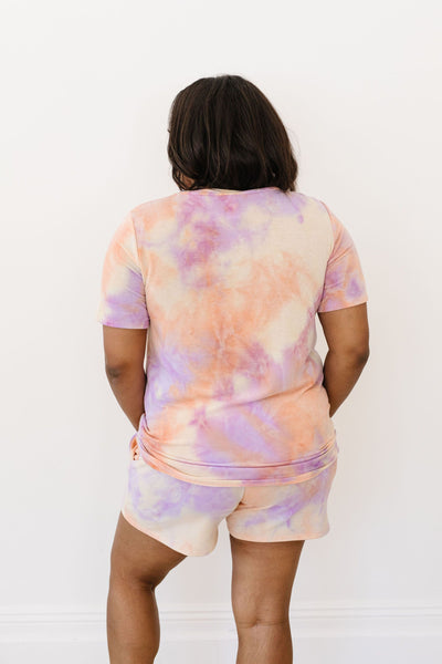 Brushed Knit Tie Dye Lounge Top In Coral