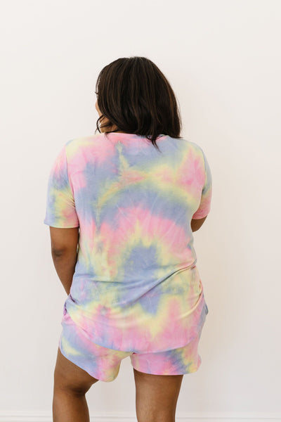 Brushed Knit Tie Dye Lounge Top In Blue