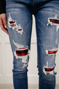 Buffalo Plaid Peek-A-Boo Skinnies