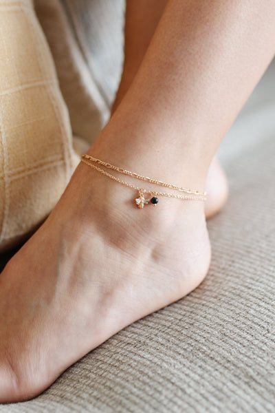 Bumble Bee Anklet In Black