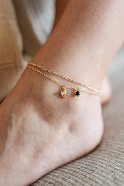 Bumble Bee Anklet In Black