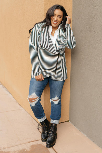 Business Casual Striped Jacket in Black