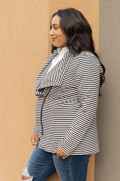 Business Casual Striped Jacket in Black