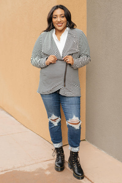 Business Casual Striped Jacket in Black