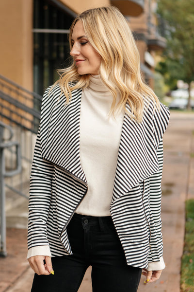 Business Casual Striped Jacket in Black