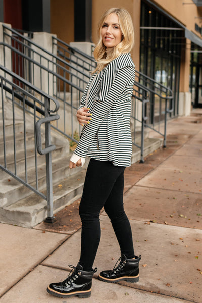 Business Casual Striped Jacket in Black