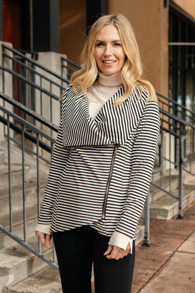 Business Casual Striped Jacket in Black