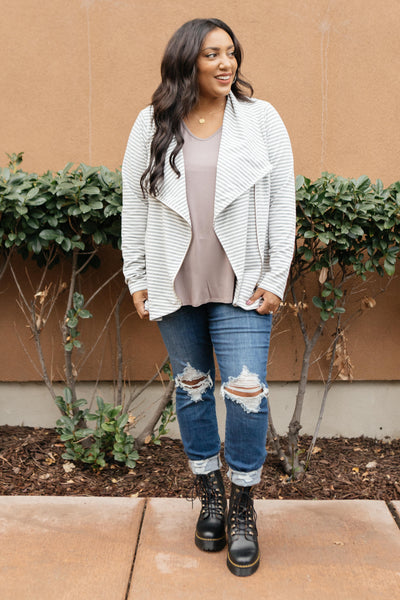 Business Casual Striped Jacket in Gray