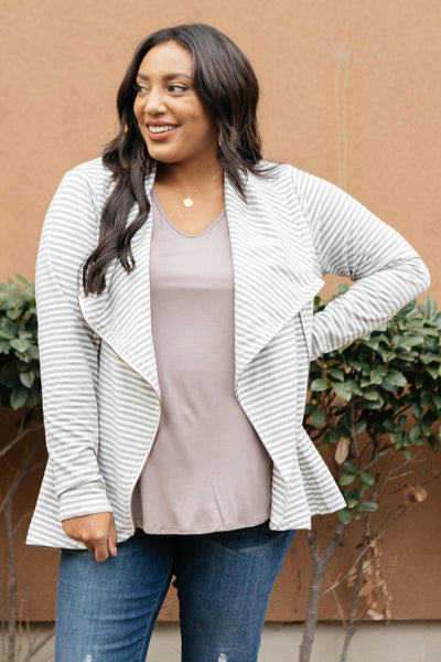 Business Casual Striped Jacket in Gray