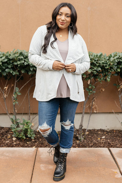 Business Casual Striped Jacket in Gray