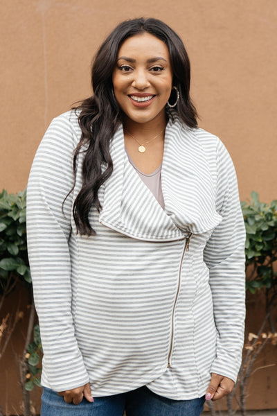 Business Casual Striped Jacket in Gray