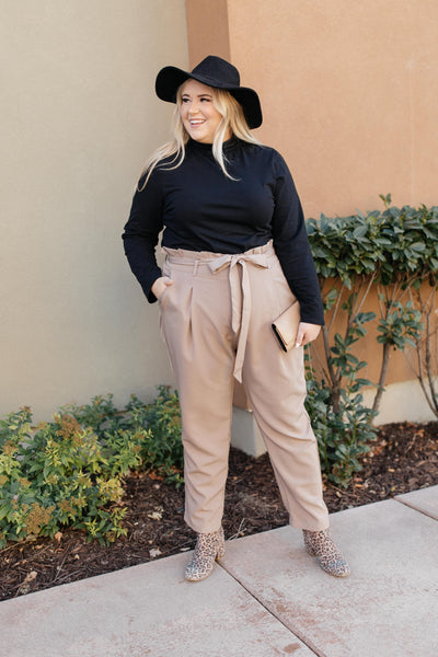 Business Woman Paperbag Pants in Khaki