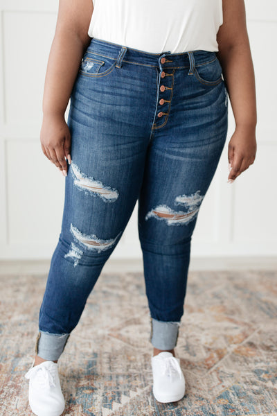 Button-Rise Springtime Jeans