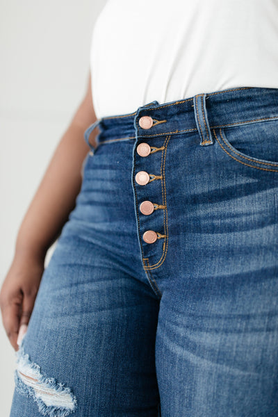 Button-Rise Springtime Jeans