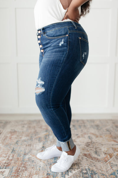 Button-Rise Springtime Jeans