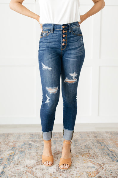 Button-Rise Springtime Jeans