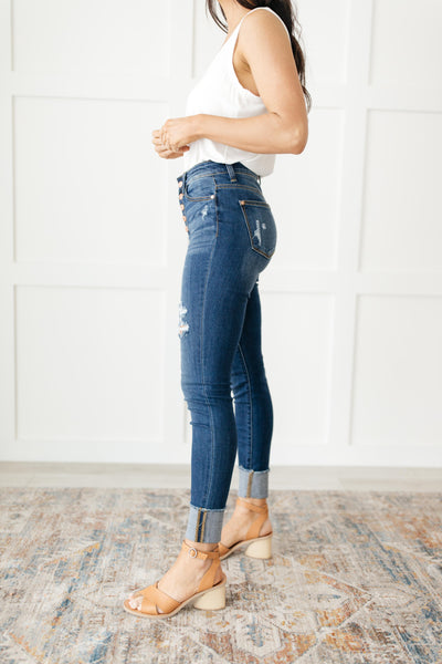 Button-Rise Springtime Jeans