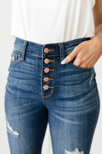 Button-Rise Springtime Jeans