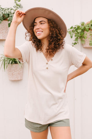 Buttons and Henley Top in Seashell