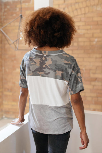 Camo & Buttons On The Block Top