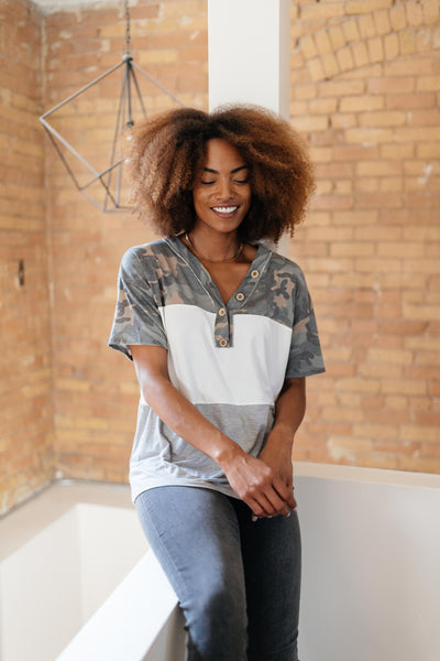 Camo & Buttons On The Block Top