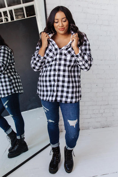 Campfire Buffalo Plaid Jacket in Black/White