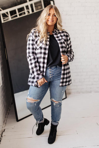 Campfire Buffalo Plaid Jacket in Black/White