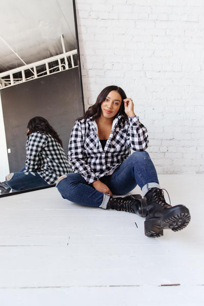 Campfire Buffalo Plaid Jacket in Black/White