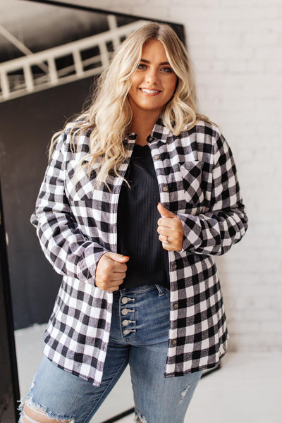 Campfire Buffalo Plaid Jacket in Black/White