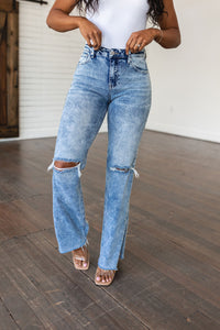 Carter High Rise Slit Hem Straight Jeans