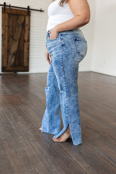 Carter High Rise Slit Hem Straight Jeans