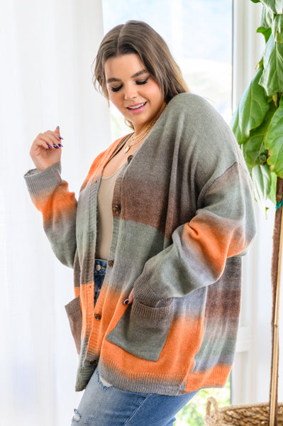 Changing Leaves Long Sleeve Button Up Cardigan