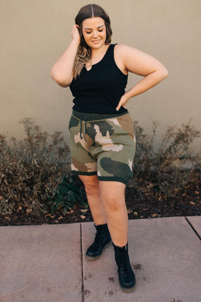 Chasing Sleep Lounge Set Shorts in Camo