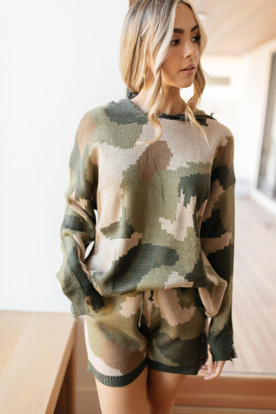 Chasing Sleep Lounge Set Top in Camo