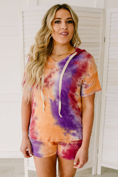 Cheer Me Up Tie Dye Hoodie In Orange