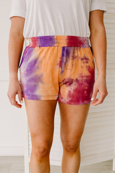 Cheer Me Up Tie Dye Shorts In Orange