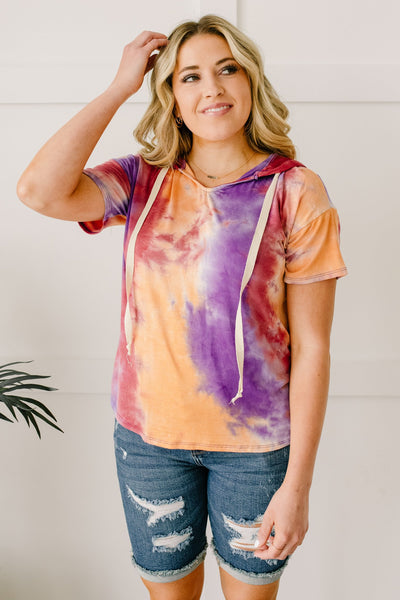 Cheer Me Up Tie Dye Hoodie In Orange