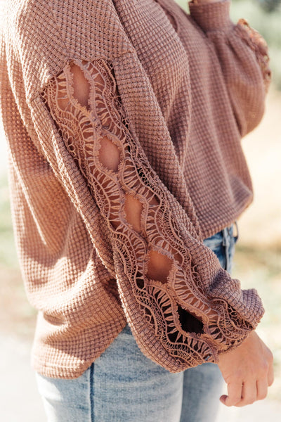 Chloe Lace & Drape Sweater in Coco