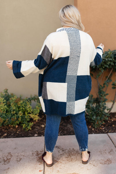 Chunky Patterns Cardigan in Teal