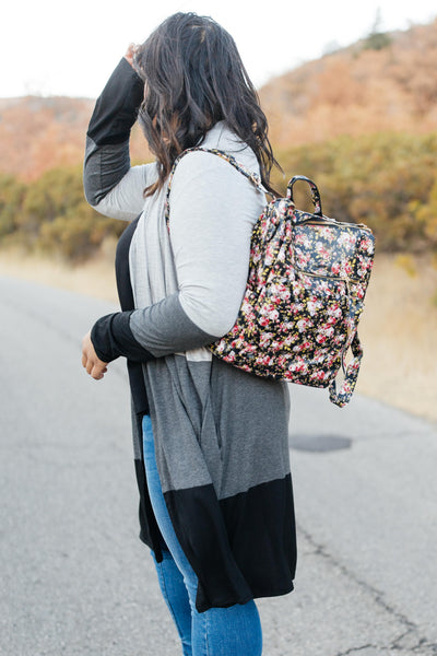 Clarissa Striped Cardigan in Black