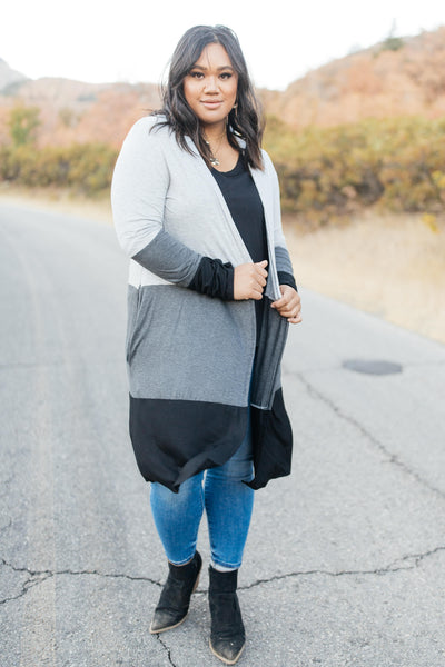 Clarissa Striped Cardigan in Black