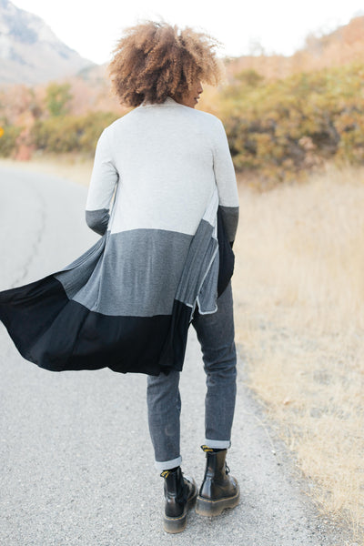 Clarissa Striped Cardigan in Black