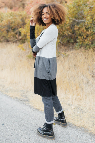 Clarissa Striped Cardigan in Black