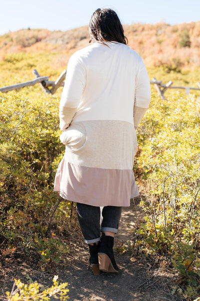 DOORBUSTER Clarissa Striped Cardigan in Mocha