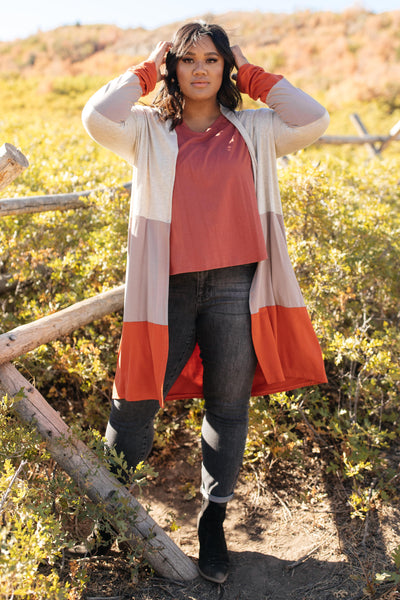 DOORBUSTER Clarissa Striped Cardigan in Paprika