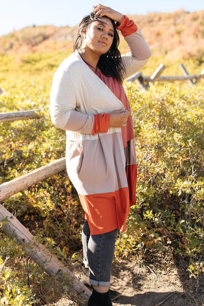 DOORBUSTER Clarissa Striped Cardigan in Paprika