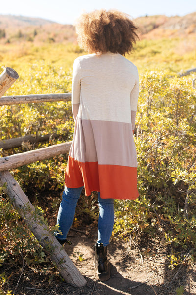 DOORBUSTER Clarissa Striped Cardigan in Paprika