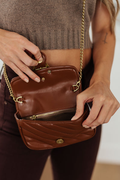 Classic Beauty Quilted Clutch in Brown