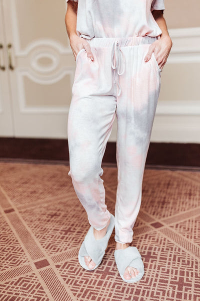 Cloud 9 Tie Dye Joggers in Peach